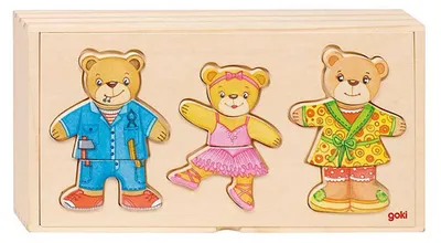 Obrázek produktu pro Oblékací panenka puzzle medvědí rodina, goki basic.