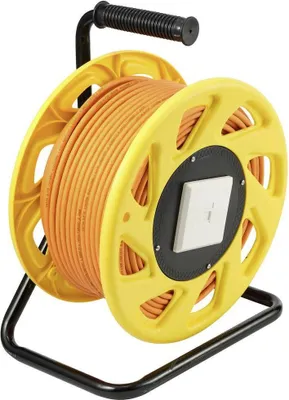 Produktbild von Renkforce RJ45 Netzwerk Kabeltrommel CAT 7a S/FTP 90.00 m Orange Rund