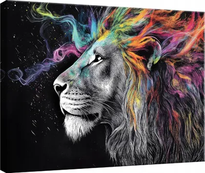 Produktbild von Leinwandbild Wandbild Abstrakt Löwe 100x75 cm XXL Modern Leinwand Bilder Leinwandbilder Wohnzimmer Schlafzimmer Wanddeko