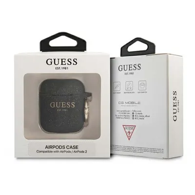 Zdjęcie produktu dla Guess Gua2Sggek Airpods 1/2 Cover Czarny/Black Silicone Glitter