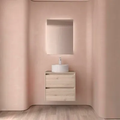 Produktbild von Badezimmermöbel BALTIC 600 2 Schubladen NATURAL + Waschtisch-Platte