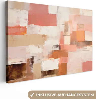 Produktbild von MuchoWow® - Leinwandbilder - Kunst - Rosa - Abstrakt, Wandbild, Wanddeko Bilder Wohnzimmer, 120x80 cm