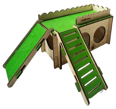 Productafbeelding van Little friends Houten knaagdier kasteel huisje in S, M en L voor spelen, klimmen en schuilen M - 29x19,5x11CM