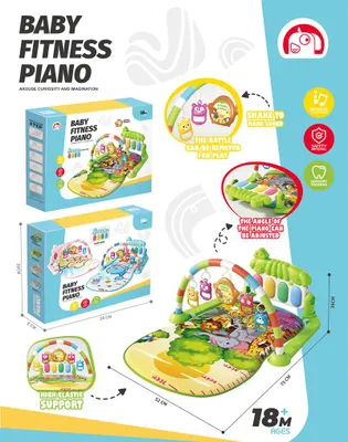 Obrázok produktu pre Detská hracia podložka s klavírom a hracím oblúkom – motívy zvierat zo zoo pre zmyslový rozvoj