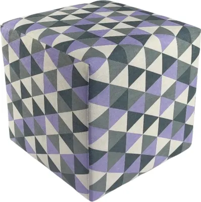 Obrázok produktu pre Velúrová stolička MERCURE 40x40 cm štvorcová - mäkká čalúnená stolička s geometrickým trojuholníkovým vzorom - fialová