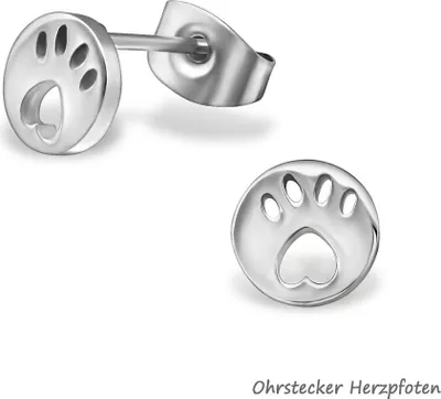 Produktbild von Pfoten Ohrringe: Edelstahl Ohrstecker „Pfote“ silber, gold Silber