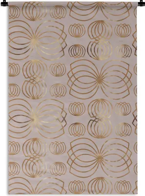 Produktbild von MuchoWow® Wandteppich Wandbehang Muster - Blumen - Gold 60x90 cm Tapisserie Dekoration Wandtuch - Foto-Teppich - Abwaschbar