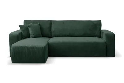Produktbild von VENASI Ecksofa mit Schlaffunktion & Bettkasten Luna L, Grün Cordstoff