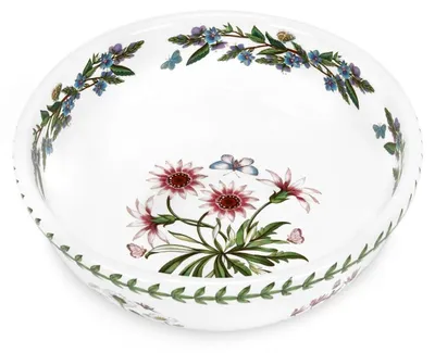 Salatschüssel aus Steingut, Blumenmuster, 23,7 cm, spülmaschinengeeignet