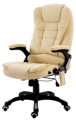 Produktbild von Bürostuhl mit Massagefunktion aus Kunstleder, ergonomischer Schreibtischstuhl für Wohnzimmer, Büro und Schlafzimmer