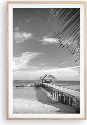 Produktbild von Gerahmtes Poster - Rahmen in heller Eiche - Himmlisch Strand Monochrom - 61x91,5 cm - Wand Bild - Wanddeko - Wandbilder - Kunstposter - Wandposter - Bilderrahmen - Bilder - Kunstdruck P2NPA61x91-4750