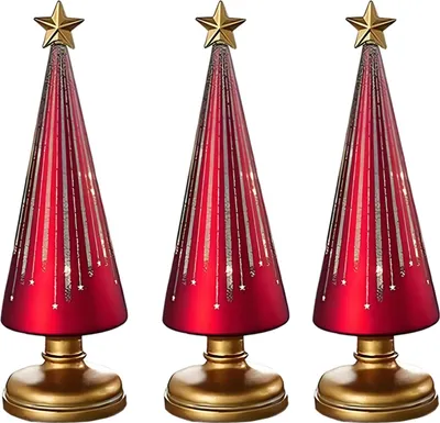 Produktbild von 1Pc Weihnachtsbaum-Dekor mit LED-Licht Eingebauter Timer Gradienten Weihnachtsbaum-Skulpturen Festliche Wohnkultur