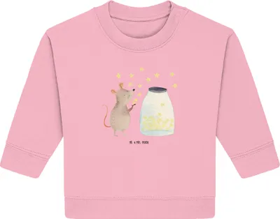Produktbild von Mr. & Mrs. Panda Organic Baby Pullover Maus Sterne 6. - 12. Monat - Baumwolle Pink - Geschenk, Geburt, Lustige Sprüche, Bullover, Träume, Geburtstag, Schwangerschaft