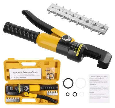 Immagine prodotto di Pinze idrauliche per connettori a crimpare - Modello A - 10 tonnellate - Strumento manuale - Funzionamento manuale - Movibile - Adatte per cavi da 12 a 2/0 AWG