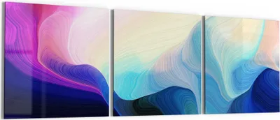 Produktbild von DEQORI Glasbild Echtglas 3x50x50 cm 'Polychromer Farbfluss' Wandbilder XXL groß