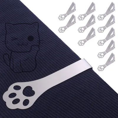 Produktbild von Tischdeckenhalter für dicke Tischplatten, 10 Stück Katzenkrallen wetterfeste Edelstahl Tischabdeckungsklemmen, Tischdeckenclips für Gartentisch Restaurant Familien-Esstisch im Freien Campingtisch