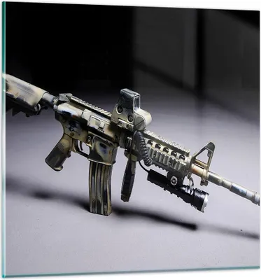 Produktbild von Bilder auf glas - Armee Gewehr - 60x60cm - Glasbilder - Wandbilder - Bilder - Kunstdruck - zum Aufhängen bereit - Wanddekoration aus Glas - Glas Bilder - Wandbild auf Glas - Einteilig - GAC60x60-3768