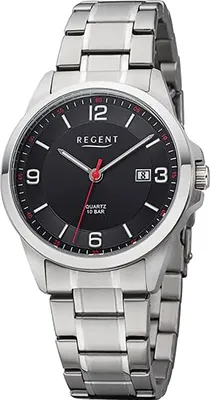 Produktbild von Regent Metall Herren Uhr Armbanduhr Quarz silber Metallarmband D2URF1288