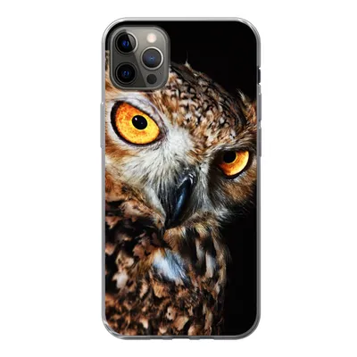 Produktbild von MuchoWow® Handyhülle Schutzhülle Hülle für iPhone 12 Pro Max Eule - Schwarz - Gelb Silikon Softcase Handy Hülle - Hartschale