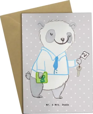 Produktbild von Mr. & Mrs. Panda jubiläumskarte Hotelkaufmann Herz - Grau Pastell - Geschenk, einladungskarten, weihnachtskarten, Hotelfachmann, osterkarten, hochzeitskarten, Ausbildung