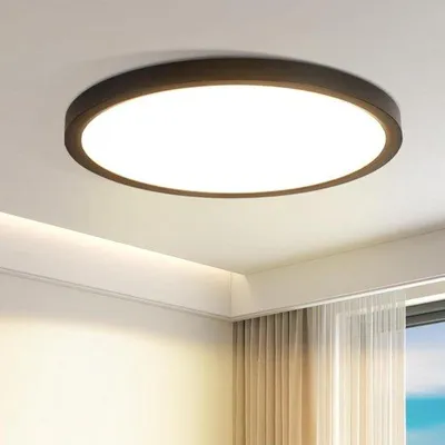 Obrázok produktu pre Lampa do izby – okrúhla stropná lampa Ø30 cm, čierna – 24 W, moderná kuchynská lampa, lampa do spálne a chodby