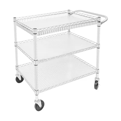 Produktbild von 3 Etagen Servierwagen mit Rädern Silber  Teewagen für Küchen, Hotels Küchenwagen