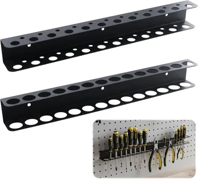 Produktbild von Werkzeughalter 2 Stück Wand-Schraubendreherhalter, 40 cm, Wandhalterung für Werkzeuge A+B, Schraubendreher- und Zangen-Organizer mit 8 Schrauben und V