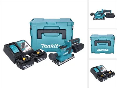 Produktbild von Makita DBO 382 RTJ Akku Schwingschleifer 18 V 93 x 185 mm Brushless + 2x Akku 5,0 Ah + Ladegerät + Makpac