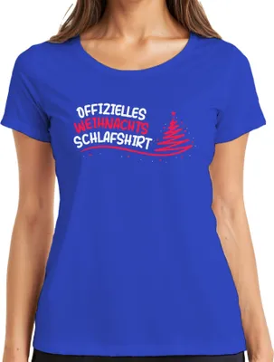Produktbild von Offizielles Weihnachts-Schlafshirt Christbaum - Weihnachten Xmas Christmas Damen T-Shirt, Blau, XXL
