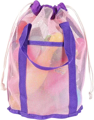 Produktbild von Großer Strandbeutel aus Netzgewebe, ideal zur Aufbewahrung von Strandutensilien im Urlaub, z. B. für Muscheln und andere Strandartikel