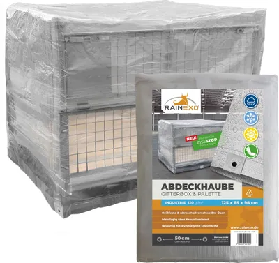 Produktbild von Rainexo Abdeckhaube für Gitterbox Transparent 120g/m² 125x85x98cm