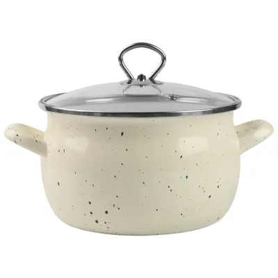 Produktbild von Küchentopf aus emailliertem Stahl mit Deckel Helena Pot 3 L Beige Emailliert