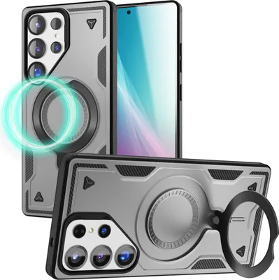 Produktbild von NALIA Magnetische Panzerhülle für Samsung Galaxy S25 Ultra – für MagSafe & 360° Ring – STORMGUARD (Outdoor Case) – Marke aus Berlin – Titan Grau