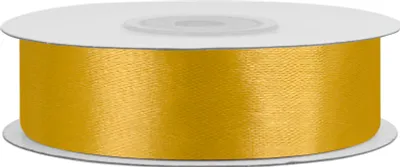 18mm breites, 25m langes, einseitig glänzendes goldenes Satinband auf Rolle. Perfekt für Bastelprojekte und Geschenkverpackungen