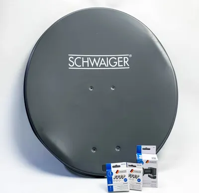 Produktbild von SCHWAIGER SAT-Anlage Satelliten-Set Satellitenschüssel Quad LNB digital 8X F-Stecker 7mm SAT-Antenne aus Aluminium Komplettset Anthrazit 74,5 x 84,5cm