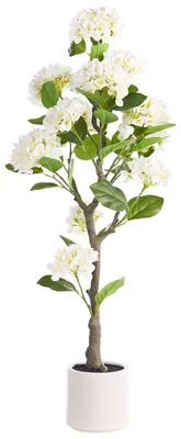 Produktbild von BELIANI Kunstpflanze Weiß aus Kunststoff 120 cm Hortensie Handgefertigt Indoor Künstliche Pflanze Wohnaccessoires Dekoration