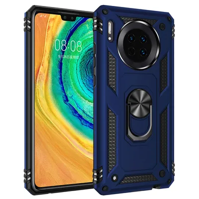 Obrázek produktu pro Huawei Mate 30 Pouzdro s Kroužkem, Dvouvrstvé Tvrdé PC TPU, Nárazuvzdorné Pouzdro s Stojánku pro Huawei Mate 30 modré