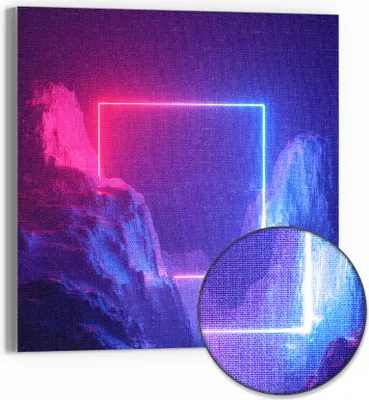 Produktbild von DEQORI Hybrid Leinwand Bild 30x30 cm 'Kosmische Canyonreise' Wandbild Glas flach modern