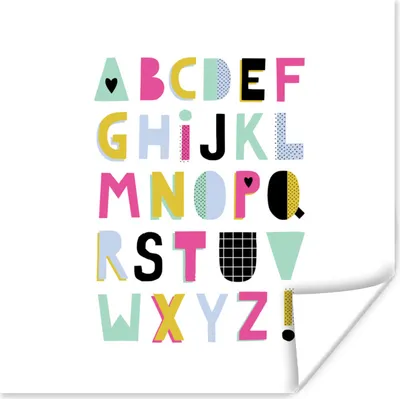 Produktbild von MuchoWow® Poster Alphabet - Buchstaben - Weiß 50x50 cm - Wohnzimmerdekoration