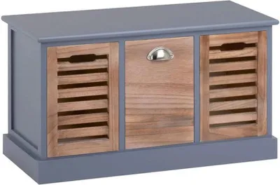 Productafbeelding van Houten bankje met opbergruimte, geschikt voor de woonkamer of hal, voorzien van drie lades