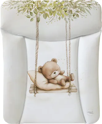 Produktbild von Ceba Baby® weiche Wickelauflage 50x70 cm  - Baby Wickelunterlage- Wickeltischauflage für Junge und Mädchen - Wasserdicht, abwaschbar - ® Standard 100 -  EU - Teddybär auf der Schaukel
