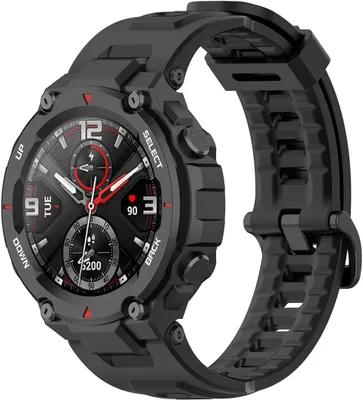 Produktbild von Silikon-Smartwatch-Armband – Passend für Amazfit T-Rex – Pro Silikonarmband – Schwarz – Strap-it Uhrenarmband / Armband