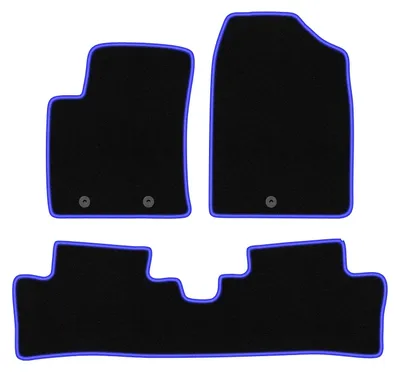 Produktbild von Fußmatten Automatten Velours Schwarz/Blau für Hyundai i10 II 2013- Set 3-tlg