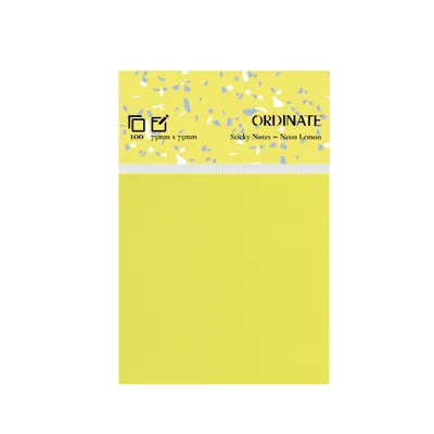 Produktbild von Ordinate-Neon Lemon | Sticky Notes | Palette Collection | 100 Blatt pro Blatt, 75 mm x 75 mm, Haftnotizen | Notizzettel für Notizen