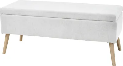 Produktbild von SVITA DAISY XL Gepolsterter Hocker mit Stauraum Sitzbank Sitzhocker Fußhocker Ottomane Stoffbezug Weiß