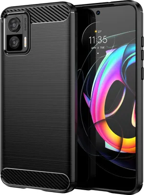 Produktbild von Motorola Edge 30 Lite Hülle, Carbon-Faser TPU Silikon Stoßfest Schutzhülle für Motorola Edge 30 Lite Schwarz