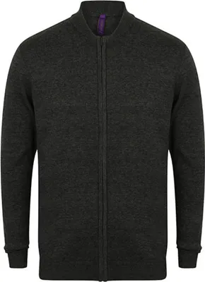 Produktbild von Henbury H718 | Herren Knitted Bomber Jacke - Farbe: Grey Marl - Größe: XL