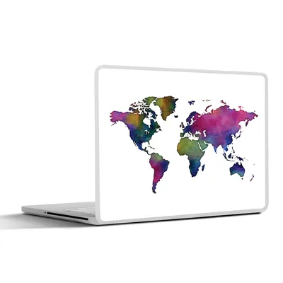 Produktbild von MuchoWow® Laptop Aufkleber Sticker Cover Weltkarte - Aquarell 31x22.5 cm - Laptop-Deko
