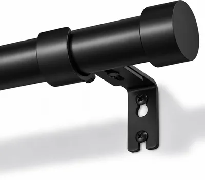 Image de Tringle à rideaux extensible - Métal - 80 à 367 cm - Noir - Ø 25 mm - Montage au plafond