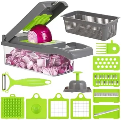 Productafbeelding van PromoHome® Multifunctionele groentesnijder - 14-delige set met scherpe messen